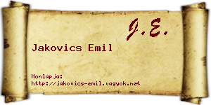 Jakovics Emil névjegykártya