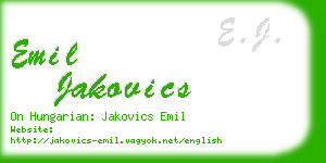 emil jakovics business card